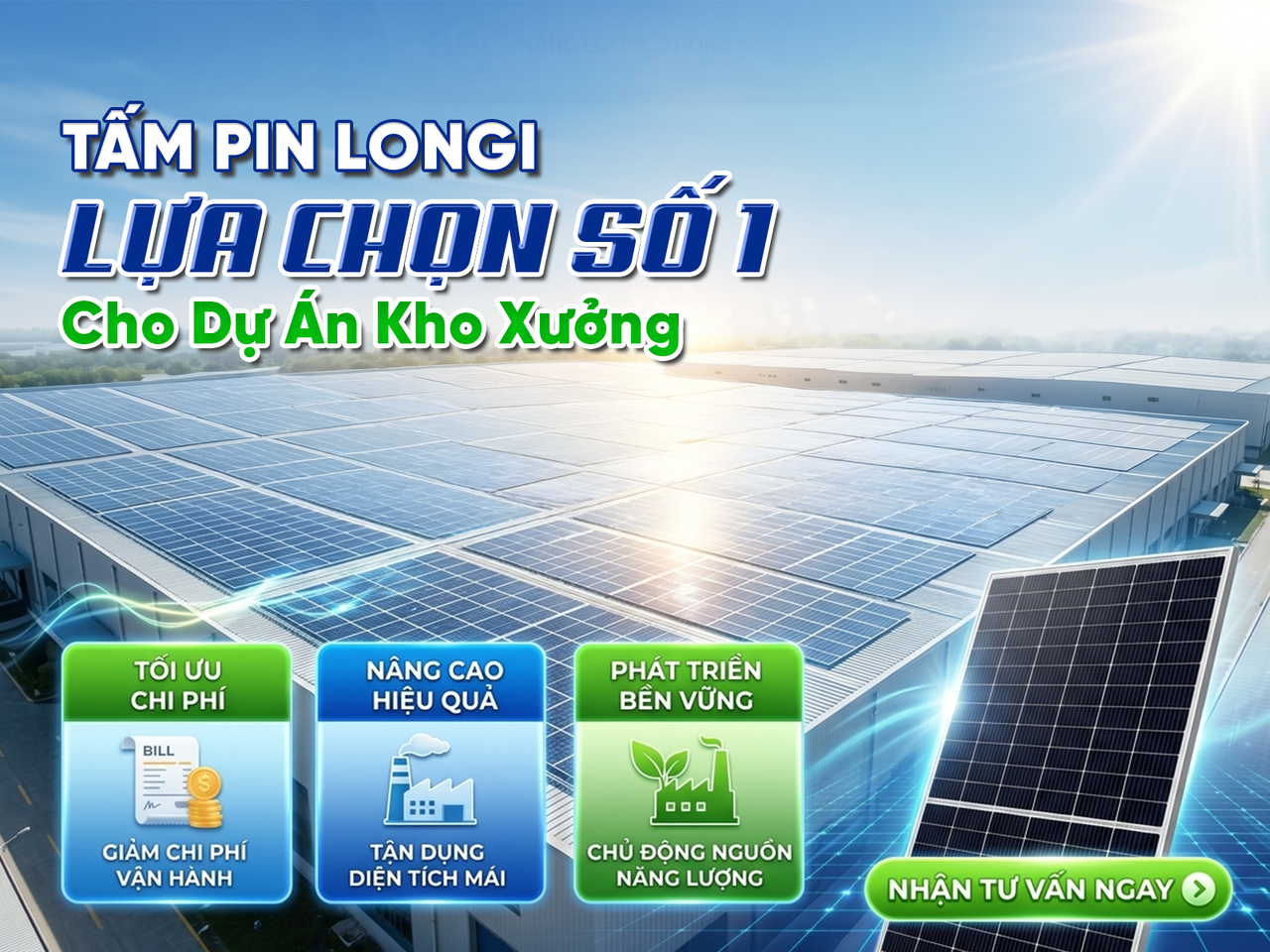 Tấm pin longi: Lựa chọn số 1